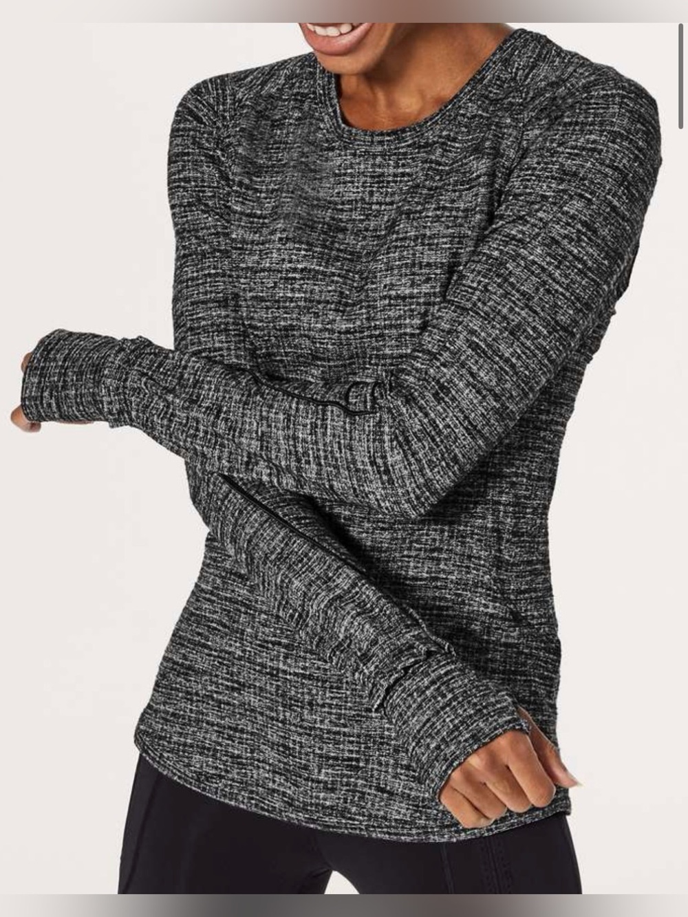 Lululemon Extra Mile Long Sleeve Running Top Size 8 Black White
